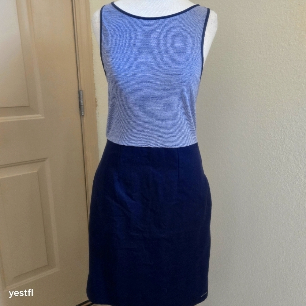 Smartwool Sloan lake Mini Dress Merino Wool Colorblock Navy Blue White S